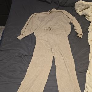 Cozy Beige Knit Sweater and Pants Set